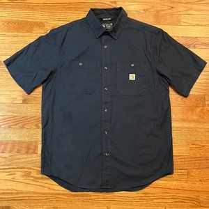 Carhartt Men's Rugged Flex Relaxed Fit Midweight Short-Sleeve Shirt Navy Sz L